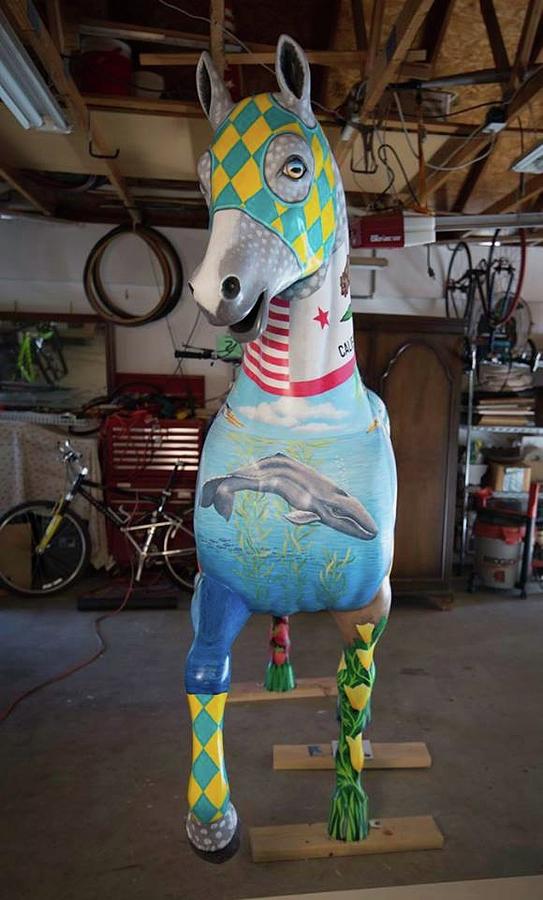 Breeders Cup Fiberglass Horse Front Painting by Tish Wynne