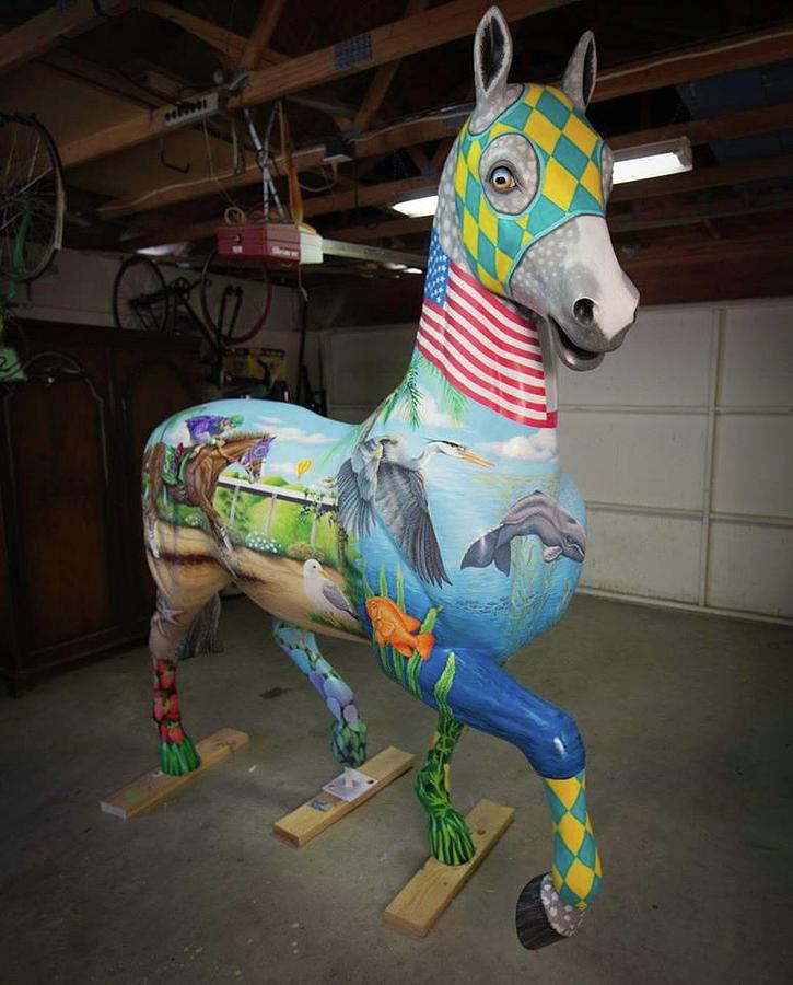 Breeders Cup Fiberglass HorseFront Right Painting by Tish Wynne