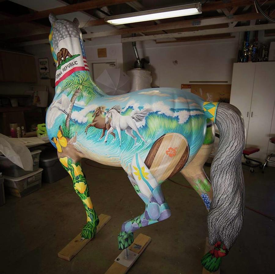 Breeders Cup Fiberglass Horseleft back Painting by Tish Wynne