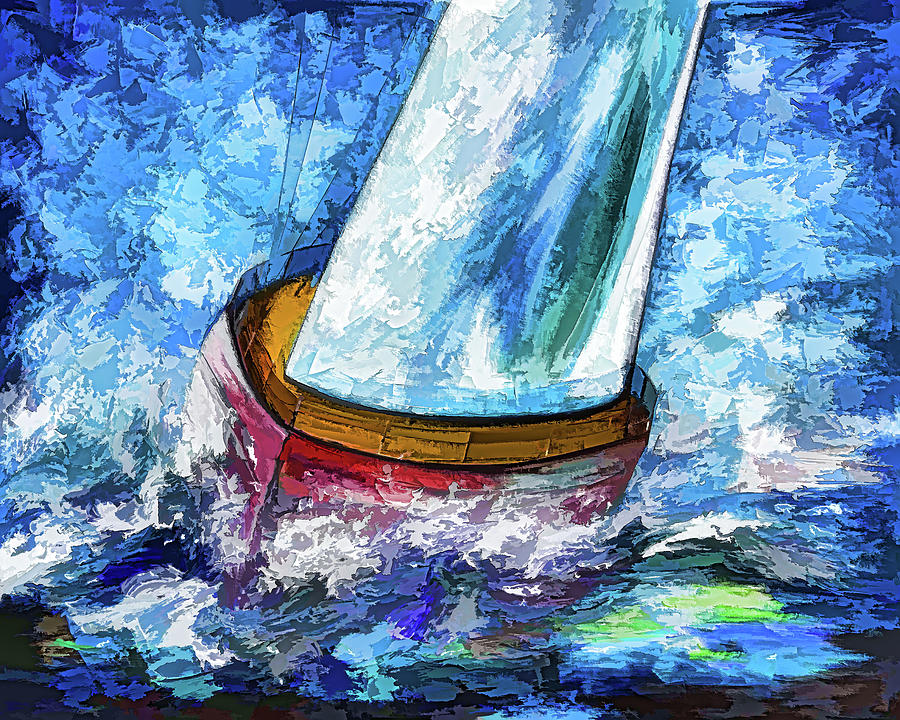 Breeze on Sails Painting by Lena Owens - OLena Art Vibrant Palette Knife and Graphic Design