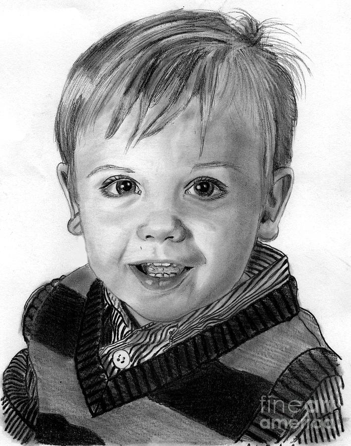 Brenda's Younger Grandchild Drawing By Zecky Langner 