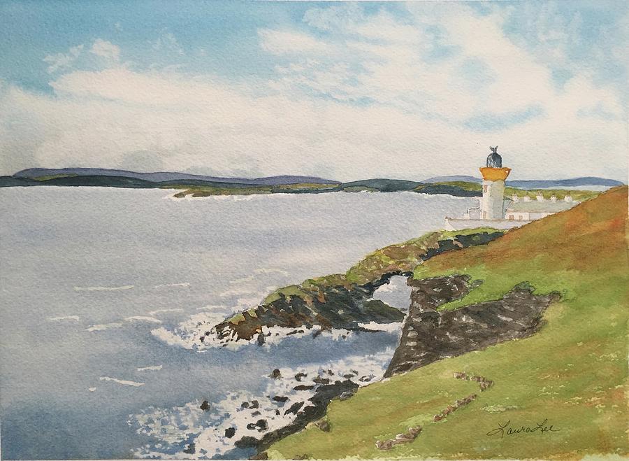 Lighthouse Painting - Bressay Lighthouse, Shetland Island, Scotland by Laura Drumwright