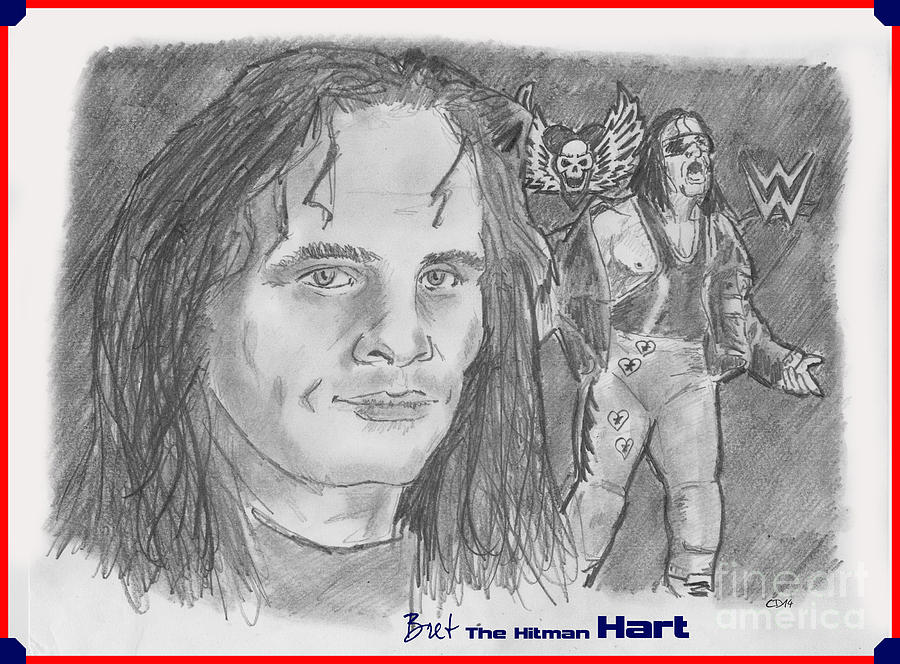 Bret The Hitman Hart Drawing by Chris DelVecchio