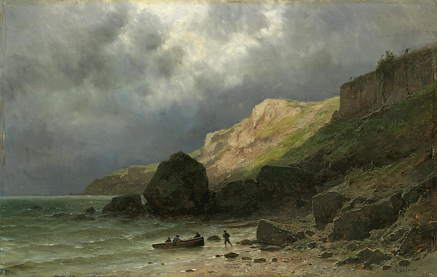 Bretagne Cliff in Dinard near St-Malo. Brittany Painting by Gustave Castan