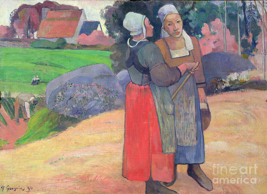 Hat Painting - Breton Peasants, 1894 by Gauguin by Paul Gauguin