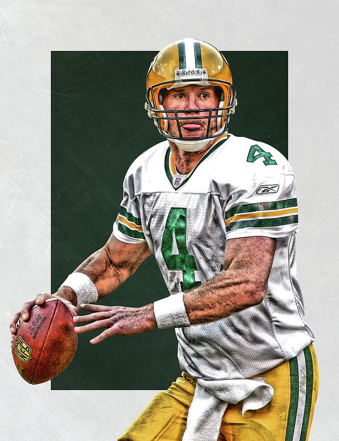 قفازات بالانجليزي Brett Favre Green Bay Packers Art by Joe Hamilton قفازات بالانجليزي