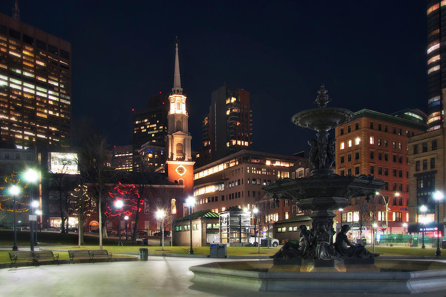 Brewer Fountain and Park Street Church - Boston Common Photograph by Joann Vitali
