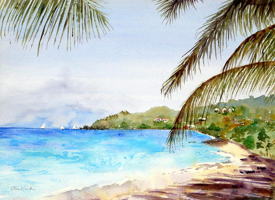 Brewers Bay Beach Painting by Diane Kirk