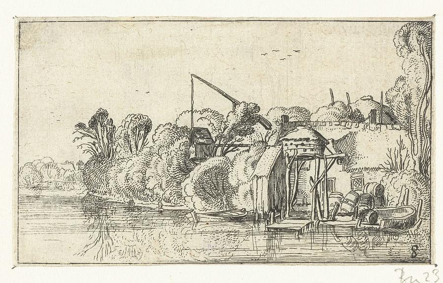 Brewery On The Banks Of A River, Esaias Van De Velde, 1614 - 1617 Painting