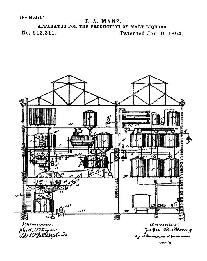 Brewing Malt Liquors Patent 1894 Digital Art by Bill Cannon