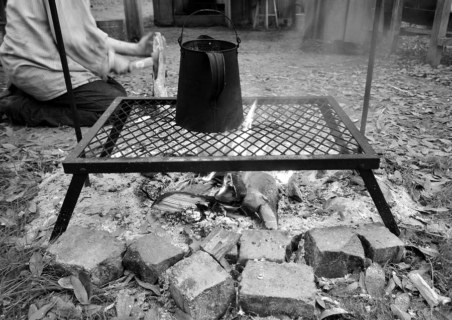 Brewing outdoors BW Photograph by David Lee Thompson