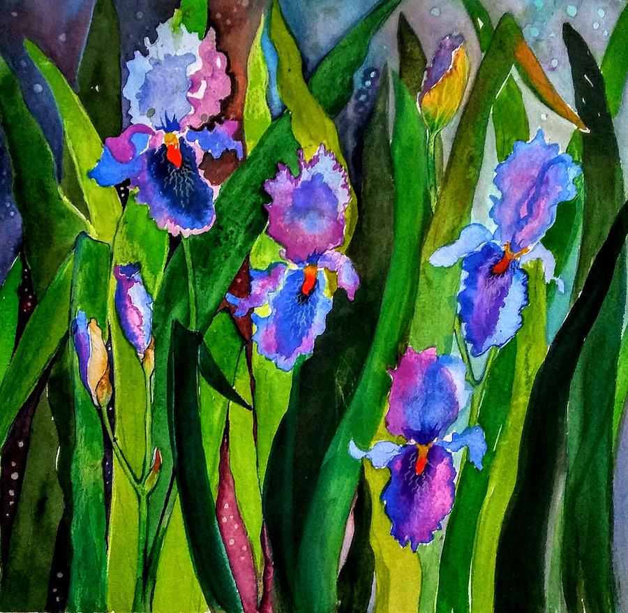 Brians Iris Painting by Esther Woods