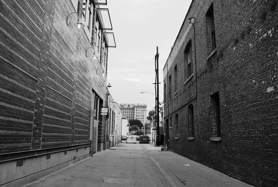 City Photograph - Brick Building Alley Black and White by Matt Quest