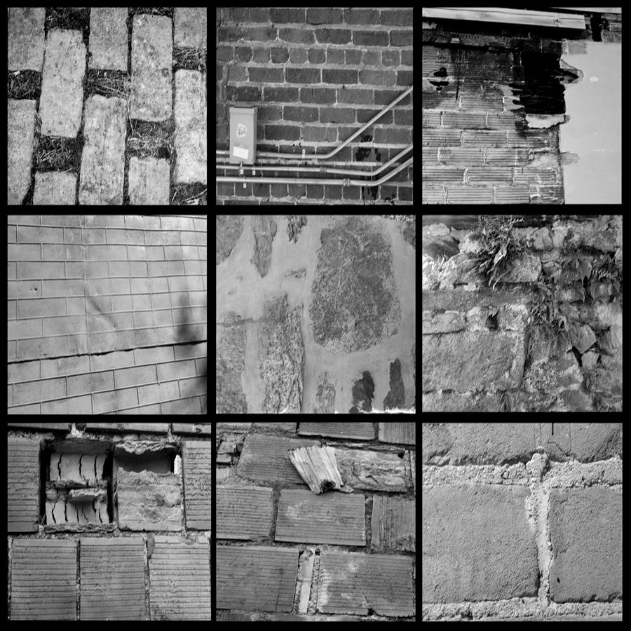 Brick Collage BW Digital Art by Cathy Anderson