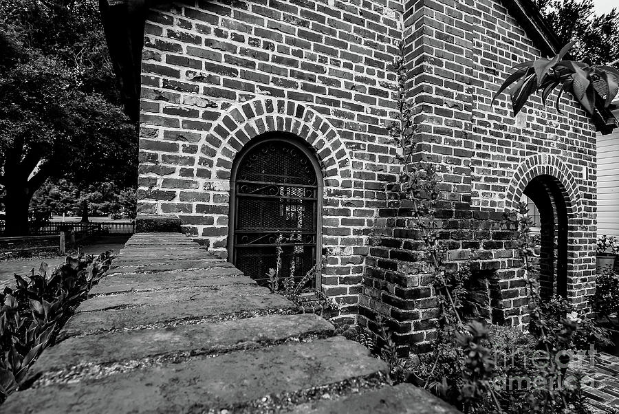 Brick Courtyard in Black and White Photograph by Blake Webster