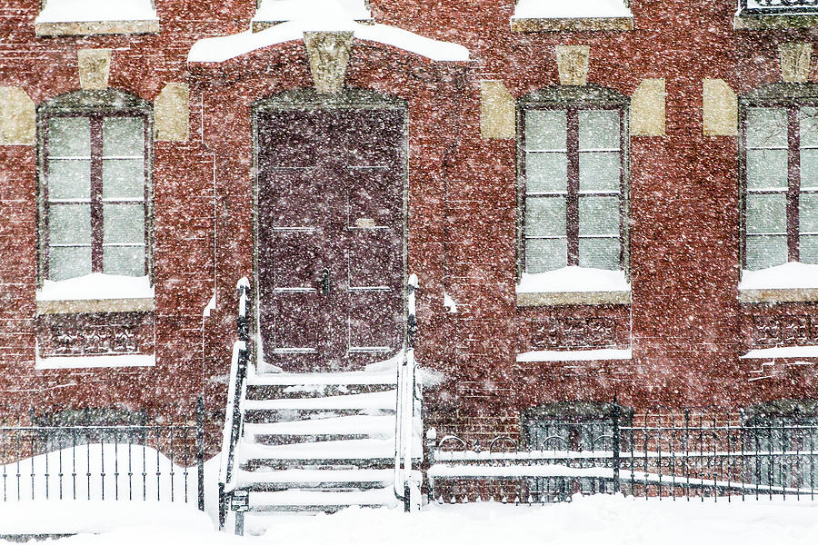 Brick Rowhome in Snow Photograph by SR Green