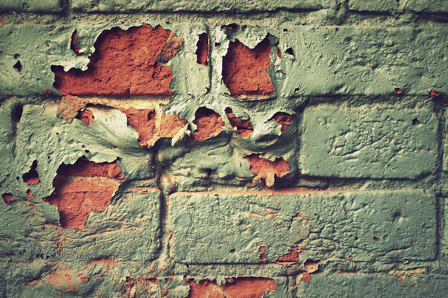 Brick Wall Peeling Paint Texture Photograph