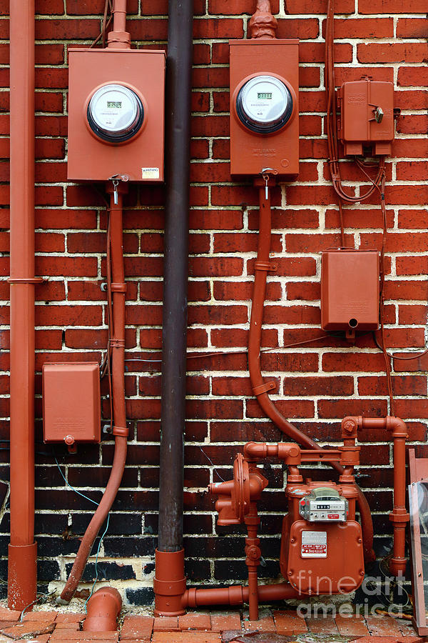 Bricks Meters and Pipes Photograph by James Brunker