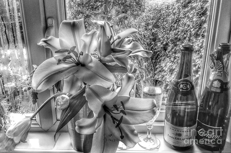Bridal Flowers Still Life in Greyscale Photograph by Joan-Violet Stretch