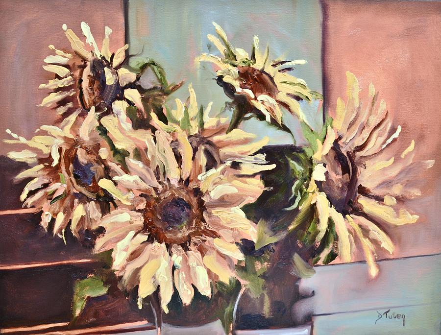 Bridal Shower Sunflower Bouquet Painting by Donna Tuten