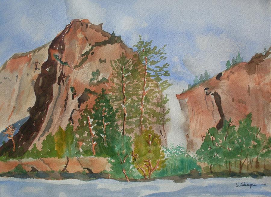 Bridalveil Fall at Yosemite  Painting by Warren Thompson