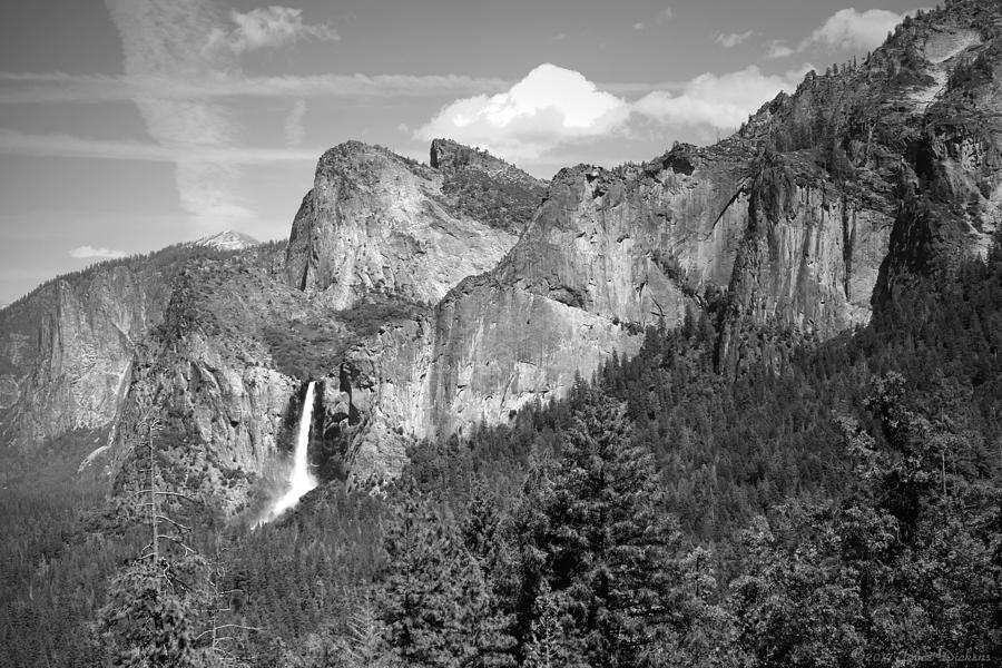 Bridalveil Falls From Tunnel View B and W Photograph by Joyce Dickens