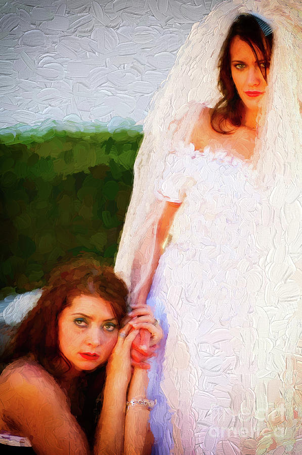 Bride and bridesmaid Photograph by Les Palenik