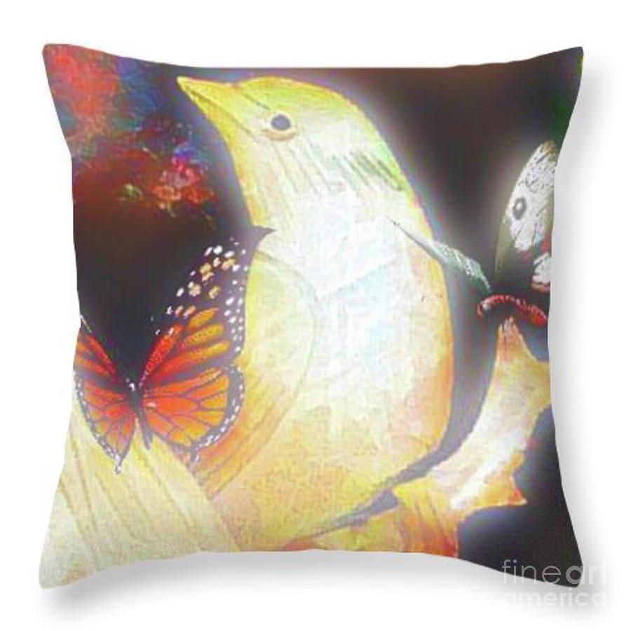 Bride and Butterflies Throw Pillow Mixed Media by Gayle Price Thomas