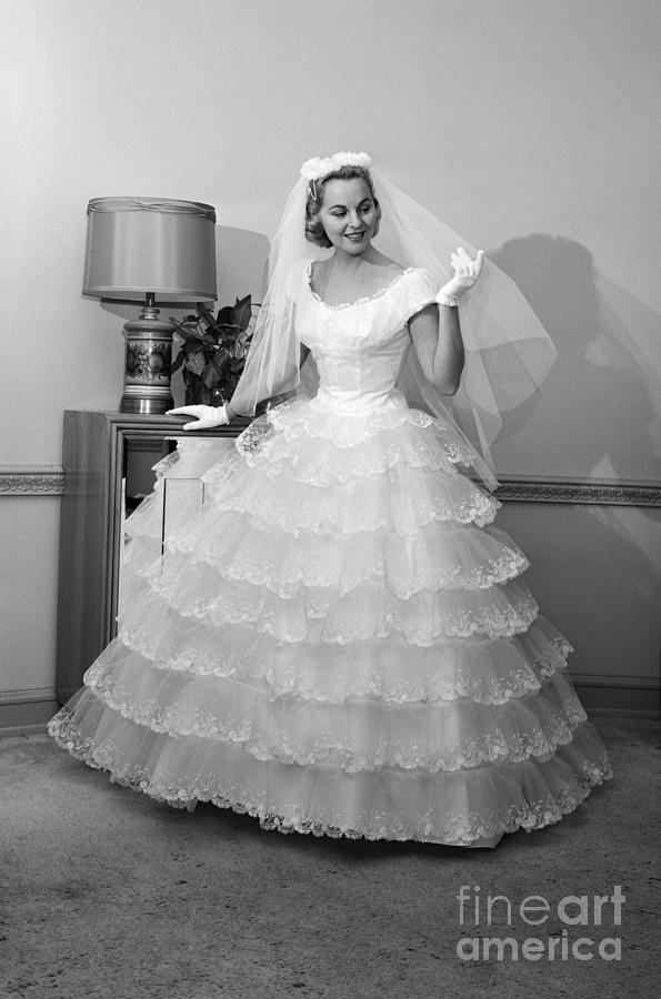 Bride In Gown And Veil, C.1950-60s Photograph by H. Armstrong Roberts/ClassicStock
