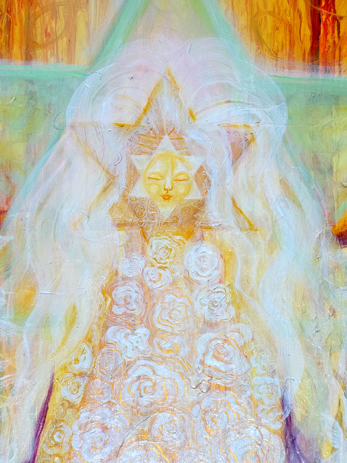 Bride of Christ Save the Planet Face Detail Painting by Anne Cameron Cutri