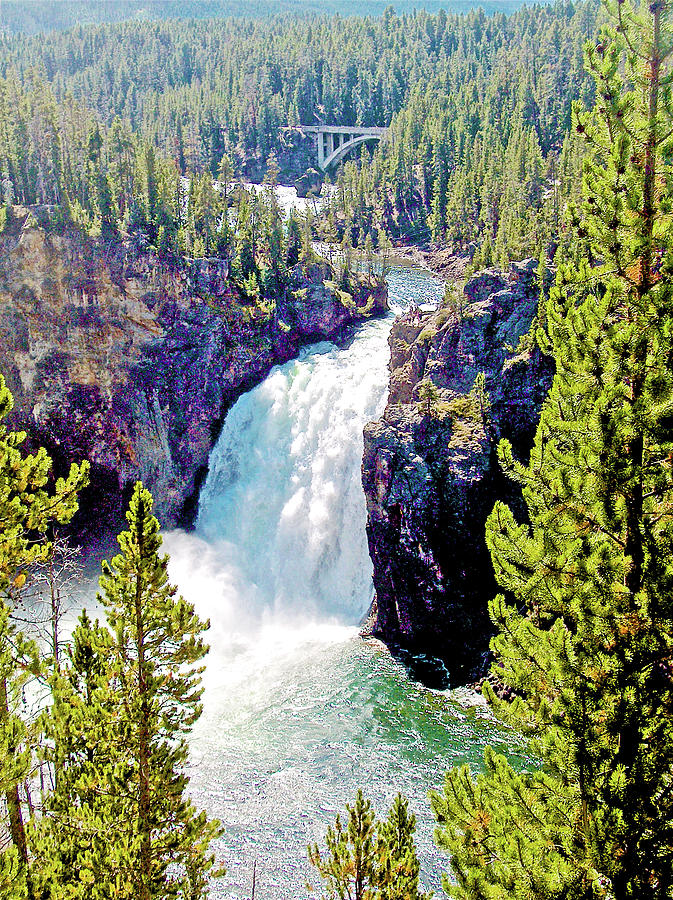Bridge above Upper Yellowstone Falls in Yellowstone National Park, Wyoming Photograph by Ruth Hager