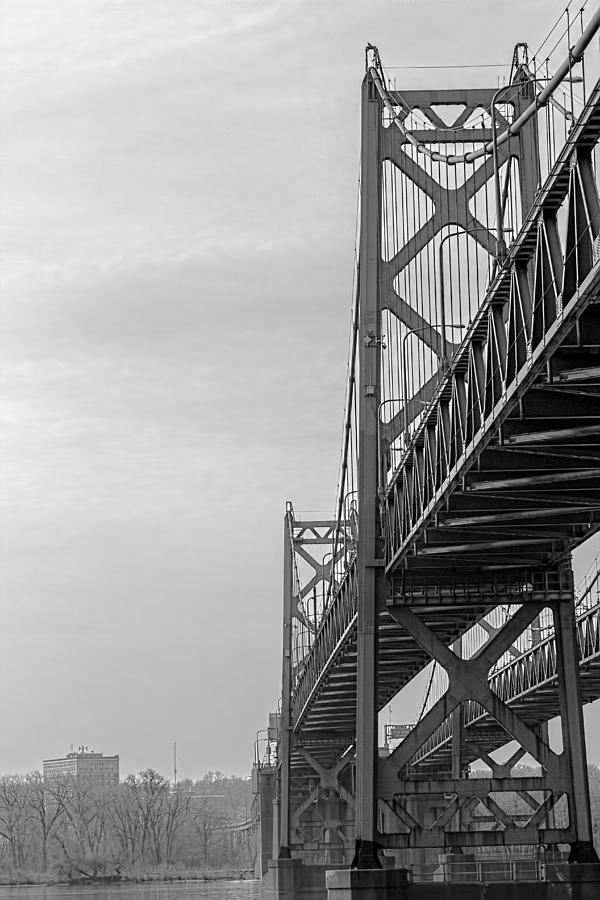 Bridge across the Mississippi BW Photograph by Cathy Anderson