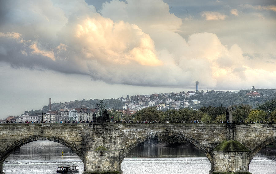 Bridge Photograph - Bridge and clouds Prague by Isaac Silman