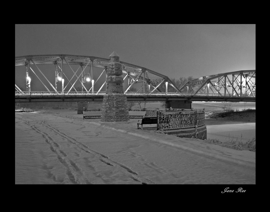 Bridge and Flood marker Photograph by Jana Rosenkranz
