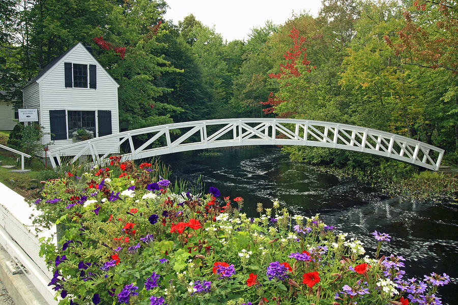 Bridge and flowers in Somesville, Maine Photograph by Gary Corbett