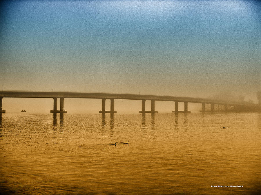 Bridge And Fog Blu Gold Digital Art by Brian Gilna