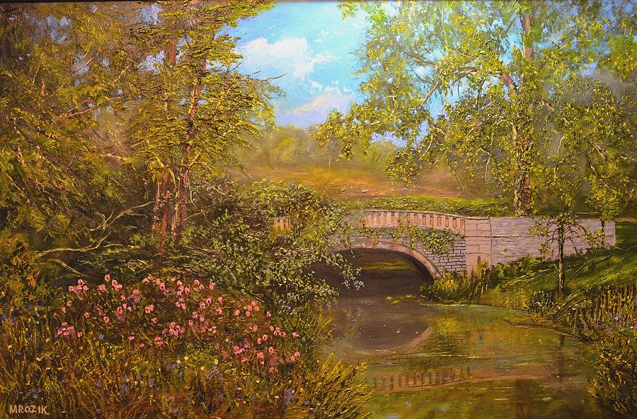 Spring Painting - Bridge at Minterne by Michael Mrozik
