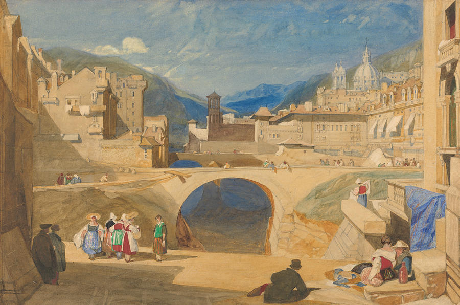 Bridge in a Continental Town Painting by John Sell Cotman