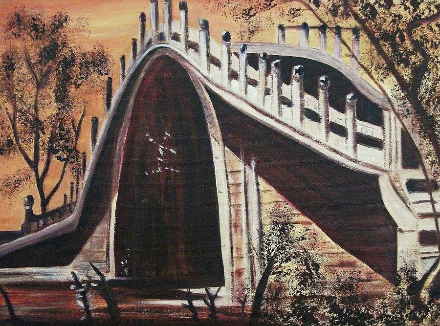 Tree Painting - Bridge in China by Suzanne  Marie Leclair