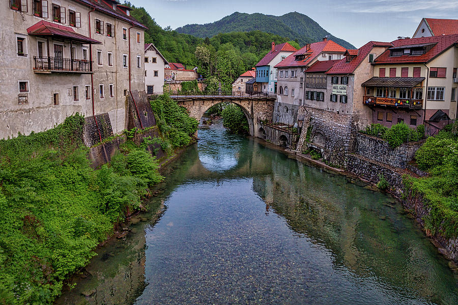Bridge into Town - Slovenia Photograph by Stuart Litoff