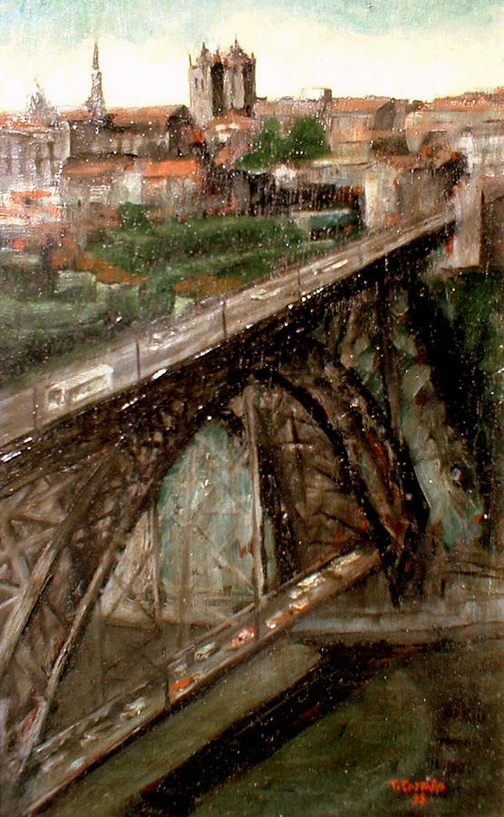 Bridge Luis I-Oporto Painting by Tomas Castano