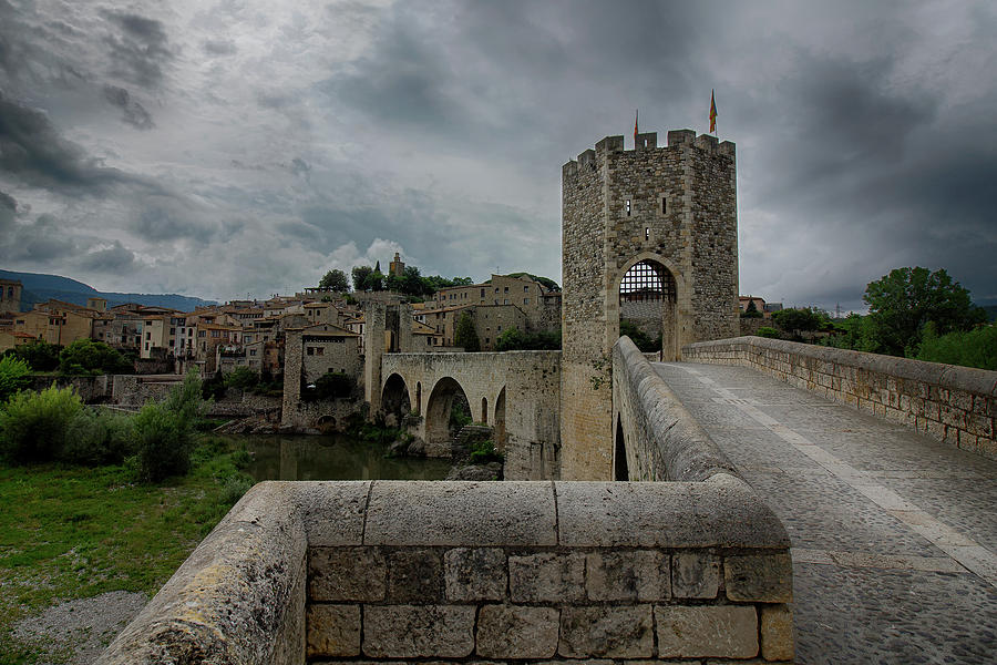 Romanesque Photograph - Bridge of Besalu, Girona provence, Catalonia, Spain. by Oksana Bystritskaya