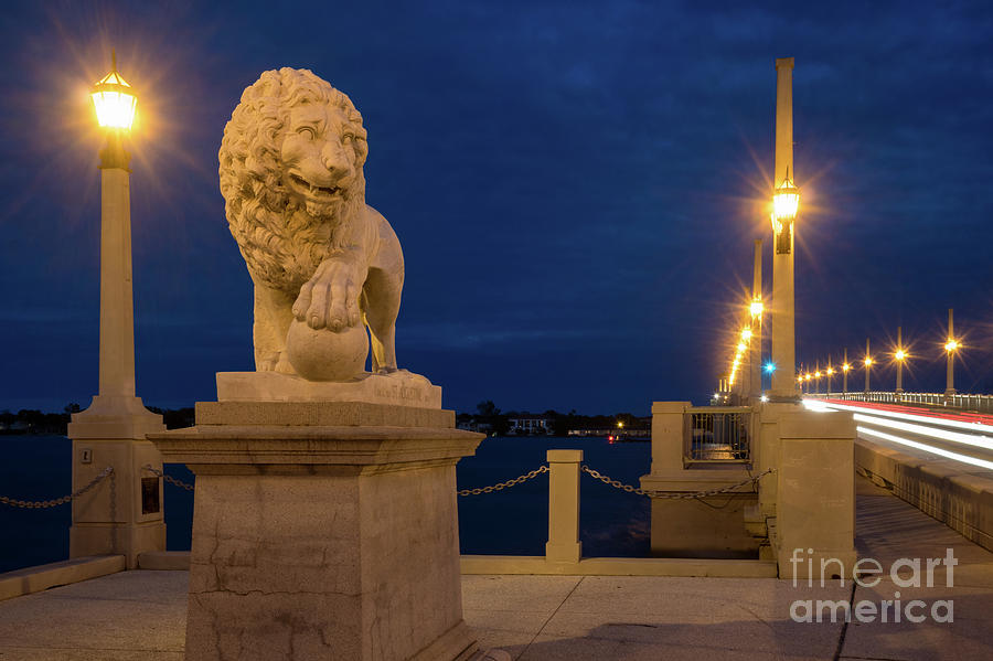 Bridge of Lions at Blue Hour, St. Augustine, Florida Photograph by Dawna Moore Photography