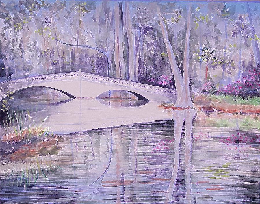 Bridge Of Magnolia Gardens Painting by Virginia Bond
