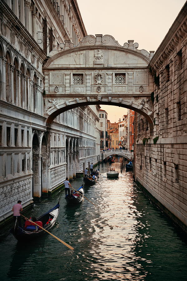 Bridge of Sighs and gondola Photograph by Songquan Deng