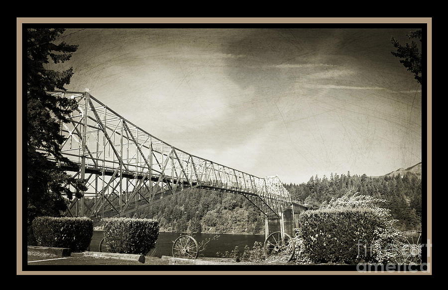 Black And White Photograph - Bridge Of The Gods with frame by Tina W