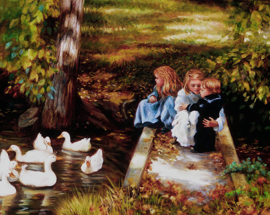 Bridge on Duck Pond Painting by Marie Witte
