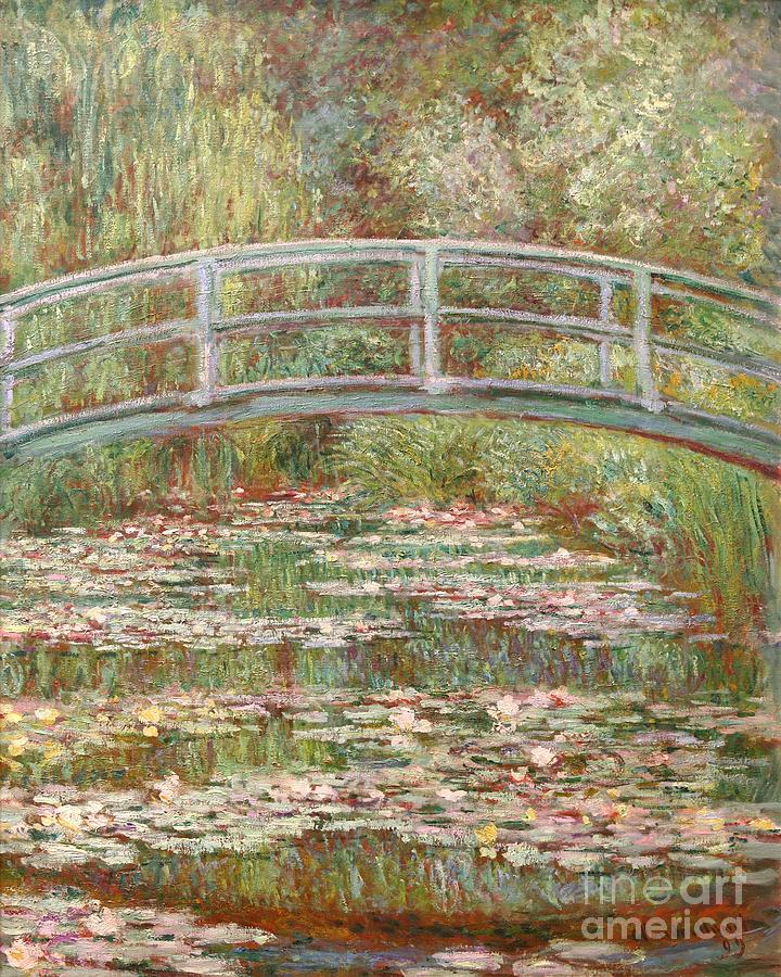 Bridge Over a Pond of Water Lilies Painting by Celestial Images - Fine ...