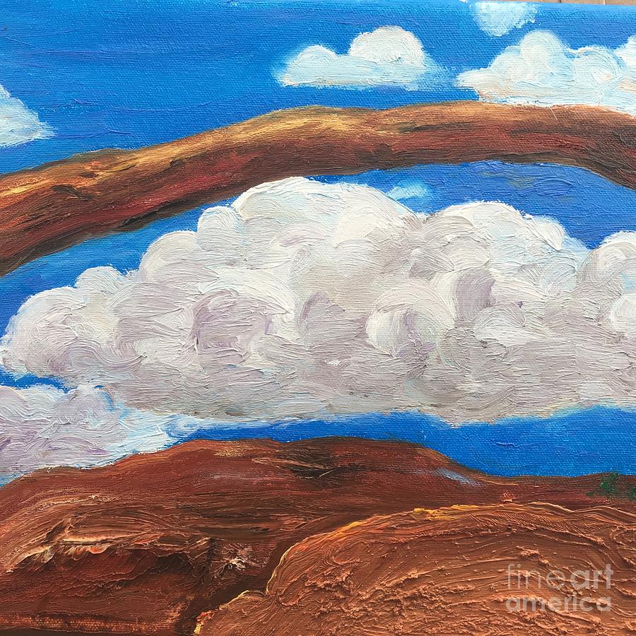 Bridge over Clouds Painting by Shelley Myers