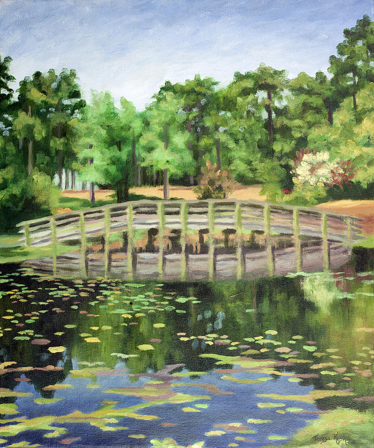 Lilly Pads and Bridge at Greenfield Lake Painting by Teresa Koska ...